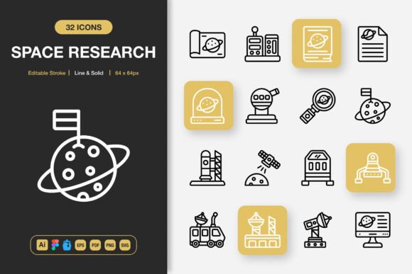 A Business Review of the Space Research Icons Graphics Asset