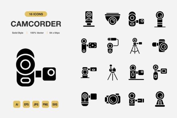 Camcorder Solid Icons: Minimalist Graphics for Modern Sellers