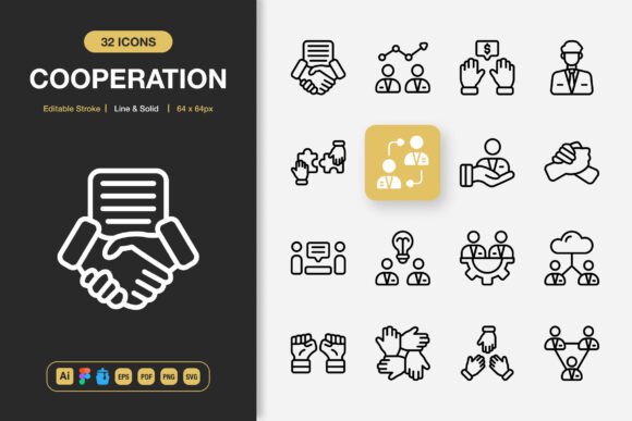 Cooperation Icons: A Versatile Embroidery Design