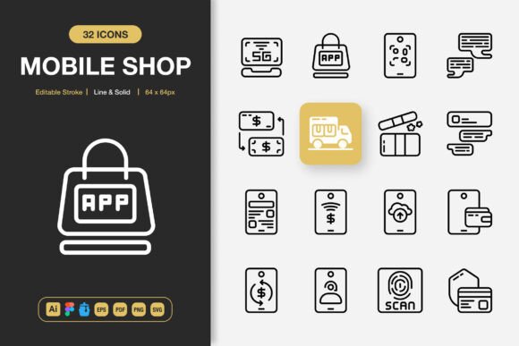 Crafting Clean Business Graphics with Mobile Shop Icons