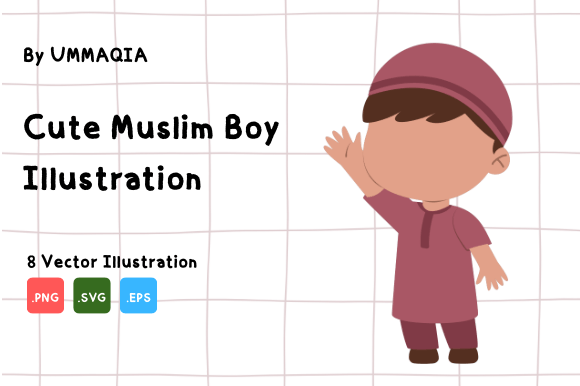 Cute Muslim Boy Vector Illustration for Graphics and Illustrations