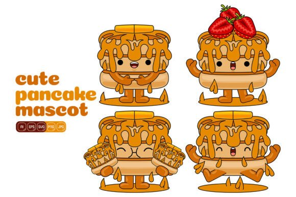 Cute Pancake Mascot Vector Pack 02: A Charming Graphics and Illustrations Asset