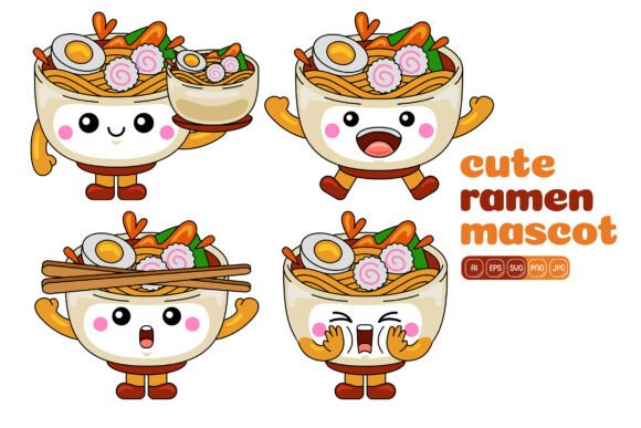 Cute Ramen Mascot Vector Pack 04: A Versatile Graphics Tool