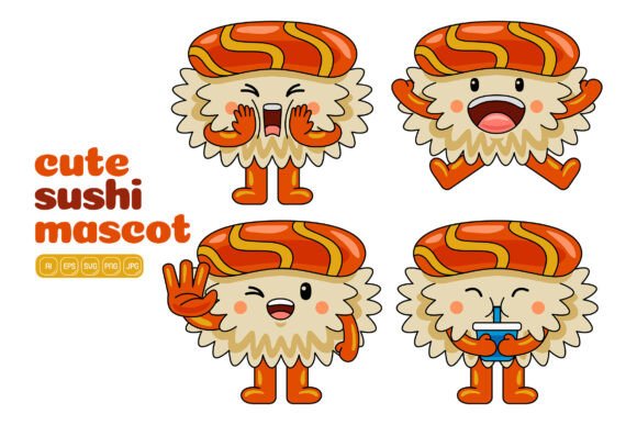 Cute Sushi Mascot Vector Pack 03: A Versatile Graphics Set