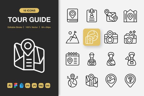 Explore Tour Guide Outline Icons for Handmade Graphics