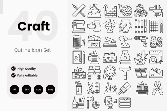 Exploring Craft Outline Icons for Digital and Print Creations
