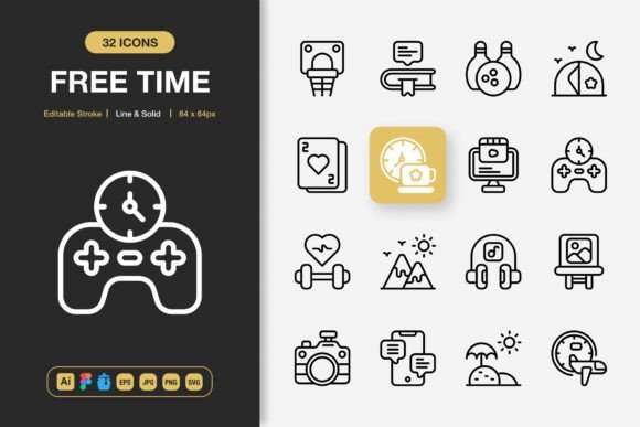 Free Time Outline Icons: A Minimalist Graphics Set