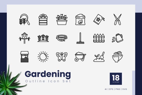 Gardening Outline Icons: Perfect Graphics for Handmade Creations