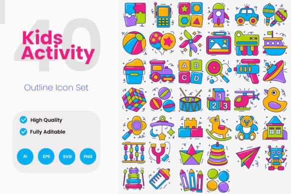 Kids Activity Color Icon Pack: A Must-Have for Creative Graphics