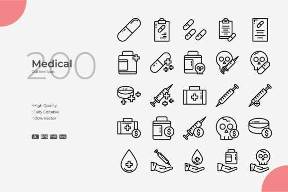 Medical Outline: Clean Graphics and Icons for Crafting