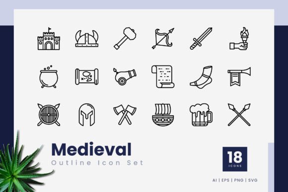 Medieval Outline Icons: A Versatile Graphics Set for Creative Projects