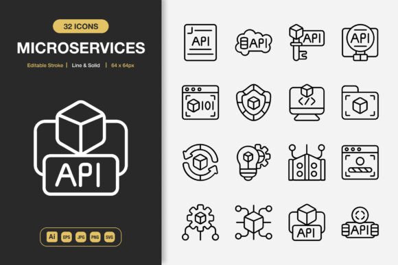 Microservices Icons: A Versatile Graphics Set for Modern Brands