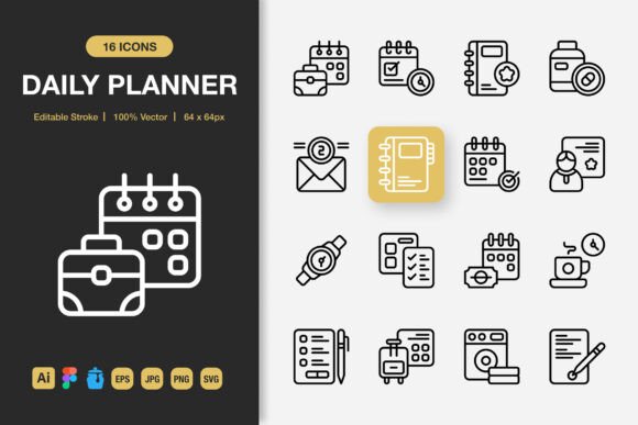Minimalist Icons for Daily Planner Graphics