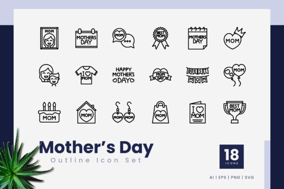 Mother's Day Outline Icons: A Versatile Graphics Set
