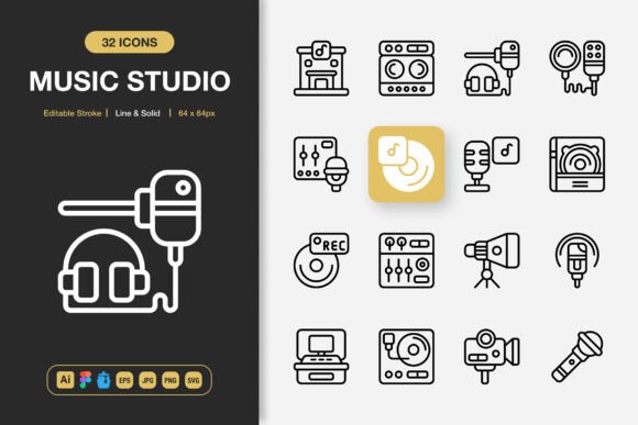 Music Studio Icons: Elevate Your Brand with Minimalist Graphics