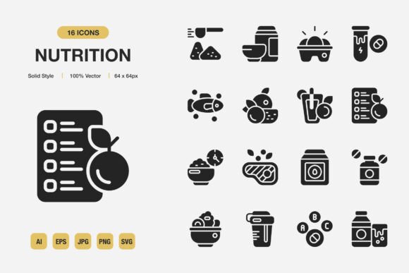Nutrition Solid Icons: A Graphic Designer's Review for Publishers