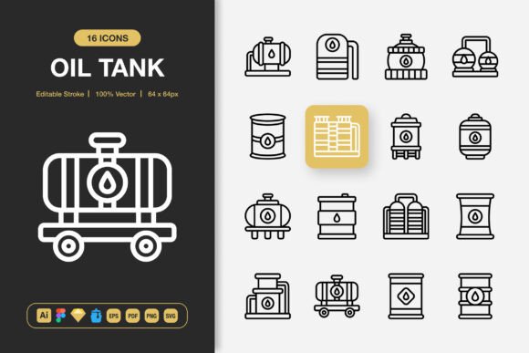 Oil Tank Icons: A Versatile Graphics Set for Modern Brands