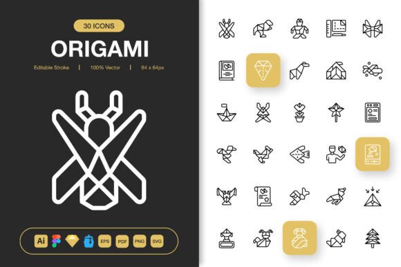 Origami Icons: A Minimalist Graphics Set for Creative Projects