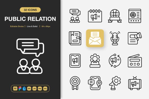 Public Relation Icons: A Versatile Graphics Set for Creators