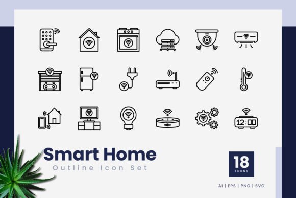 Smart Home Outline Icons: A Versatile Graphics Set