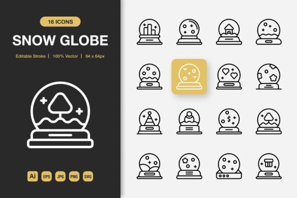 Snow Globe Outline Icons: A Design Review for Brand Visuals