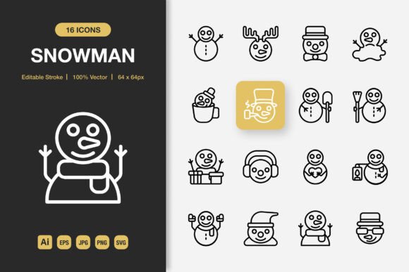 Snowman Outline Icons: Perfect for Festive Branding