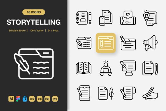 Storytelling Outline Icons: A Versatile Graphics Set