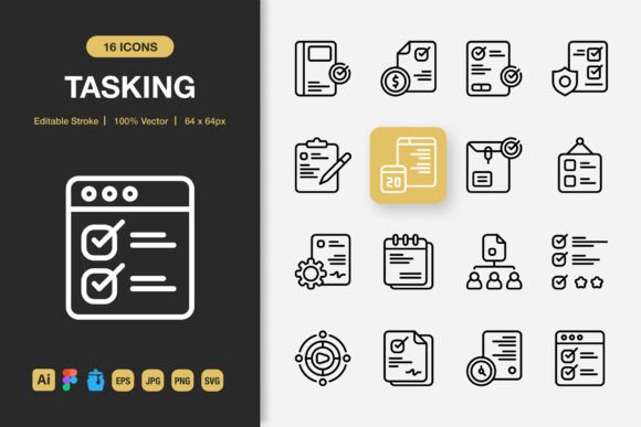 Tasking Outline Icons: A Minimalist Graphics Set