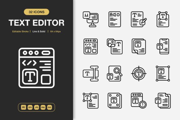 Text Editor Icons: A Versatile Graphics Set for Creators