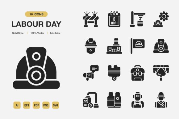 Using Labour Day Solid Icons for Professional Editorial Graphics