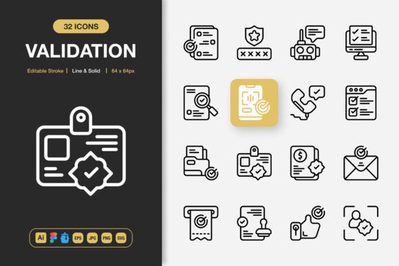 Validation Icons: Minimalist Graphics for Handmade Creations
